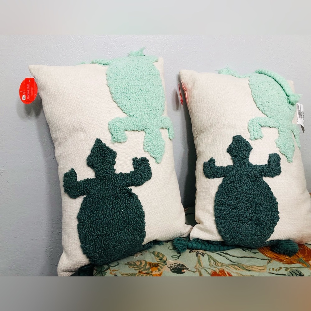 (( 2 PCS )) Lizard Punch Needle Lumbar Throw Pillow - Opalhous